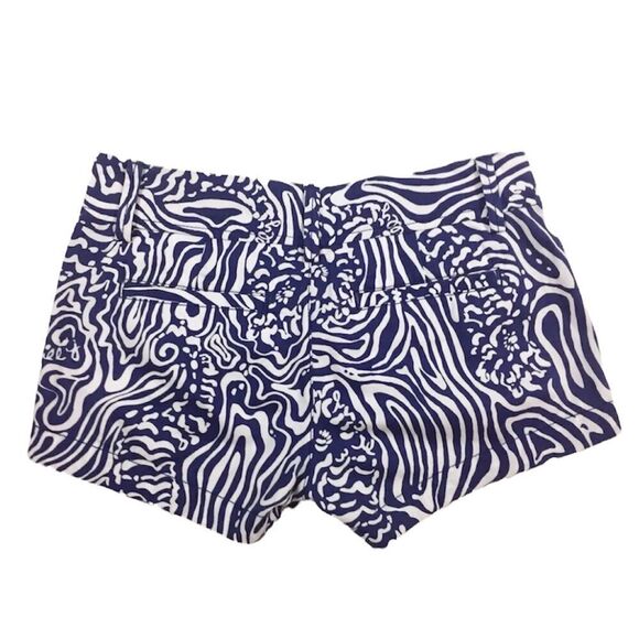 Lilly Pulitzer Walsh Shorts Bright Navy Zebra Blue Seahorse Print Size 00 - Picture 2 of 7